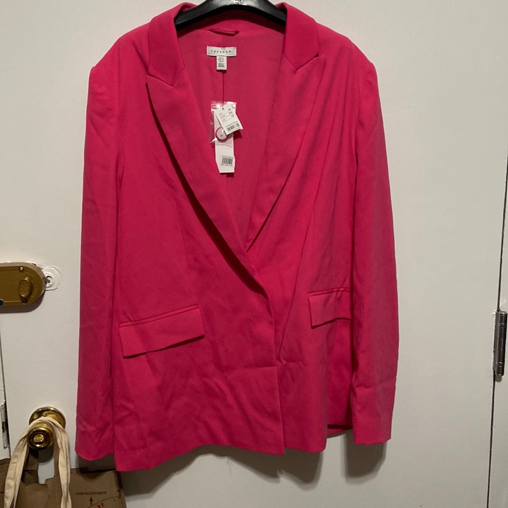 Hot pink Topshop oversized blazer